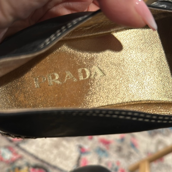 PRADA CALZATURE NAPPA BLACK ROUND TOE CAP LEATHER ESPADRILLES BOW 37 - Picture 8 of 12